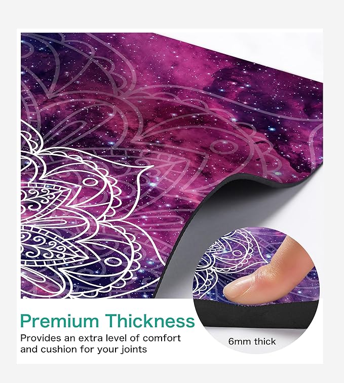 Non Slip Yoga Mat TPE Workout Mat for Men Women, Thick Workout Mat with Carrying Strap, Fitness Mats for Exercise, Yoga, Fitness, Pilates, Floor Workouts (72" x 24" x 6mm)