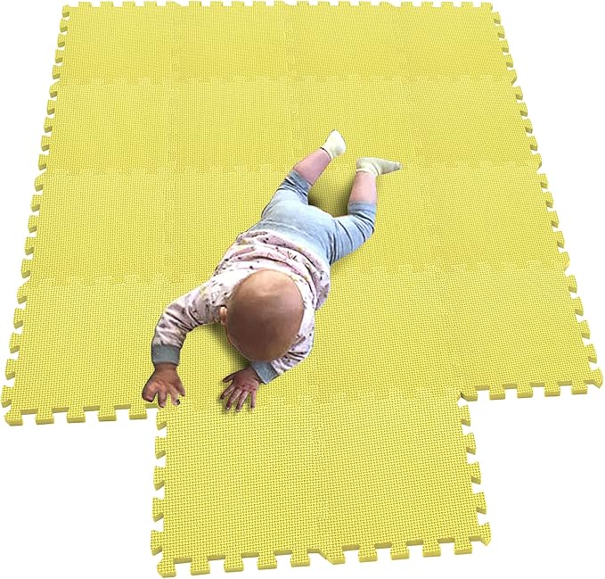 MQIAOHAM® 18 Pieces Puzzle Play Mats, Soft Baby Play Mat, Kids Interlocking Foam Floor Tiles, Toddlers Carpet Playmats G301018-105
