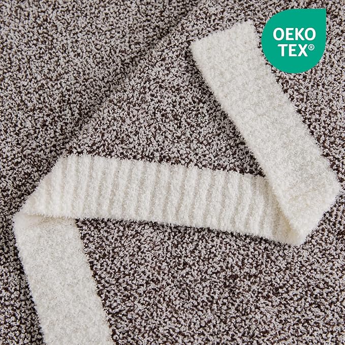 NEXHOME PRO Soft Throw Blankets for Couch, Reversible Warm Blankets Cozy Knit Blanket for Women, Fuzzy Plush Lightweight Throws for Sofa, Bed, Picnic, Coffee Brown, 50 x 60 inches