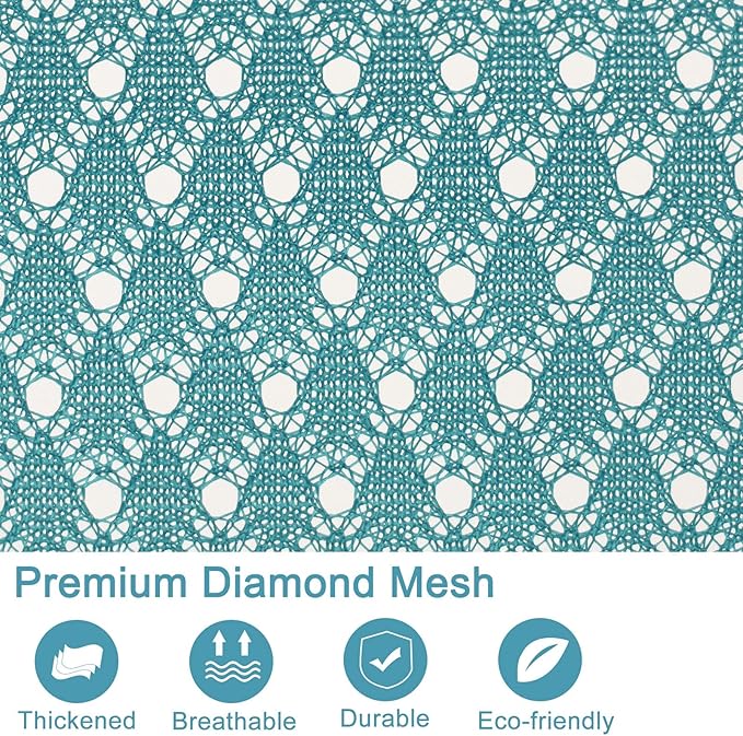 Polecasa Heavy Duty Diamond Large Mesh Laundry Bag with ID Tag and Locking Drawstring Closure - 24 x 36 inches - Laundry Hamper Liner, Washable Laundry Bags for Travel, Sports, Dorms (Aqua)