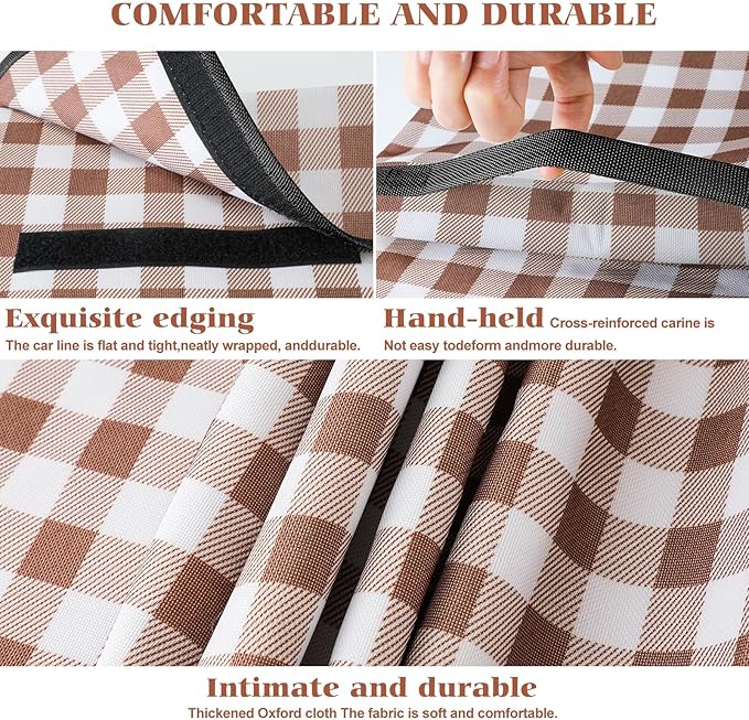 Picnic Blanket Waterproof Beach Rug 80''x80'' Picnic Mat Washable Lightweight with Handle Coffee Checkered for Hiking Travelling Outdoor Camping,Parks