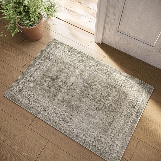 Machine Washable Small Rugs for Kitchen: Door Mat Indoor Entrance 2x3 Throw Rug Stain Resistant Non-Slip Low Pile Soft Carpets for Entryway Front Door Indoor Entrance Entry Bedroom