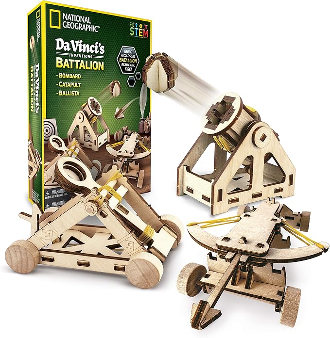 NATIONAL GEOGRAPHIC Da Vinci Model Kit - Catapult Kit for Kids, 3D Puzzle Building Toy for Boys and Girls, Wood Building Kit for Kids, A Great STEM Project, Engineering Model Kit (Amazon Exclusive)