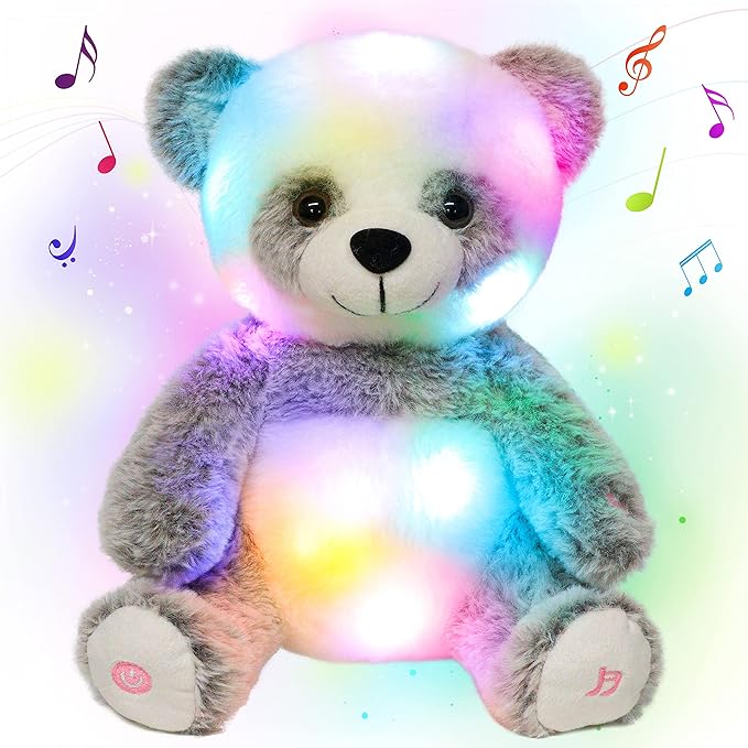 Cuteoy Light-up Singing Plush Panda LED Musical Stuffed Animal Adjustable Volume Lullaby Plushies Birthday Christmas Toy Gifts for Kids Toddler Girls, 13"