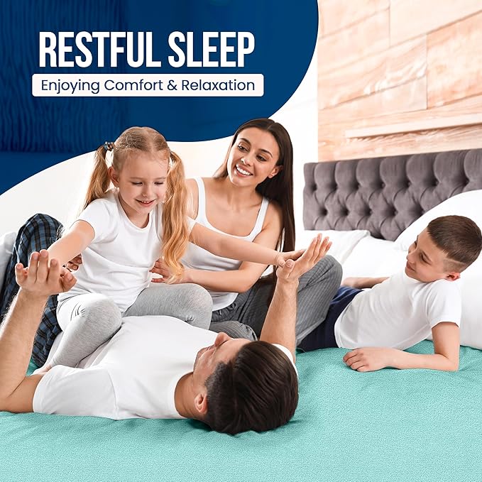 Utopia Bedding Waterproof Mattress Protector King Size, Premium Terry Mattress Cover 200 GSM, Breathable, Fitted Style with Stretchable Pockets (Spa Blue)