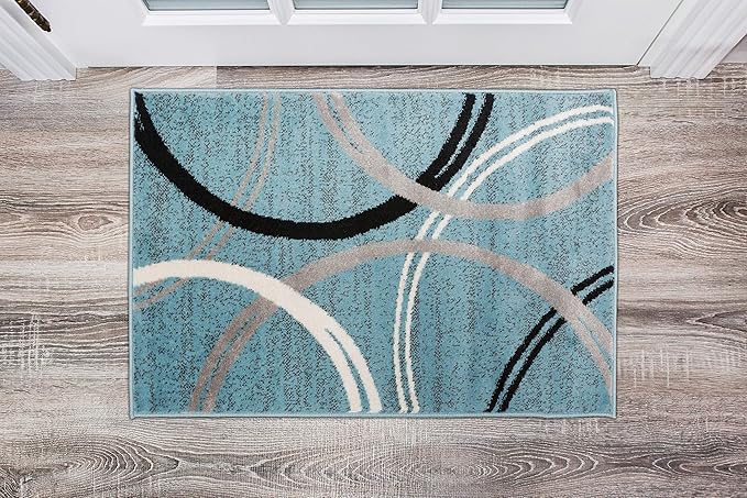 Rugshop Modern Wavy Circles Design Area Rug 2' x 3' Blue