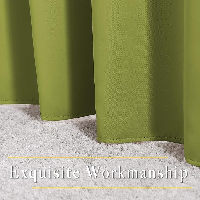NICETOWN Room Darkening Curtains Panels for Window - Triple Weave Energy Saving Thermal Insulated Solid Grommet Room Darkening Drapes for Kitchen (1 Pair, 66 inches by 54 Inch, Fresh Green)