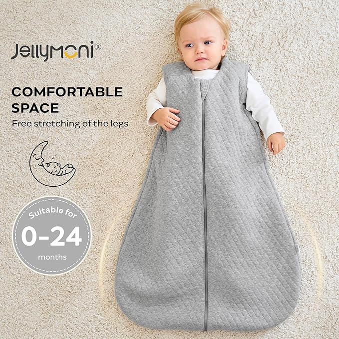 JELLYMONI Baby Sleep Sack TOG 2.5, 12-18 Months Winter Baby Wearable Blanket, 100% Cotton Infant Sleeping Sack 2-Way Zipper Warm Quilted Sleepsack