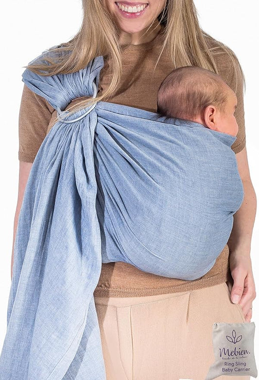Baby Ring Sling Lightweight 100% Cotton Wrap Newborn, Toddler, Infant, Holder, Adjustable, Breathable, Travel Baby Carrier Sling Dark Blue