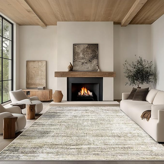 6x9 Area Rug Living Room Rugs - Washable Rug Large Modern Abstract Soft Thin Carpets Indoor Floor No Slip Vintage Carpet for Bedroom Under Dining Table Nursery Home Office Decor Nature