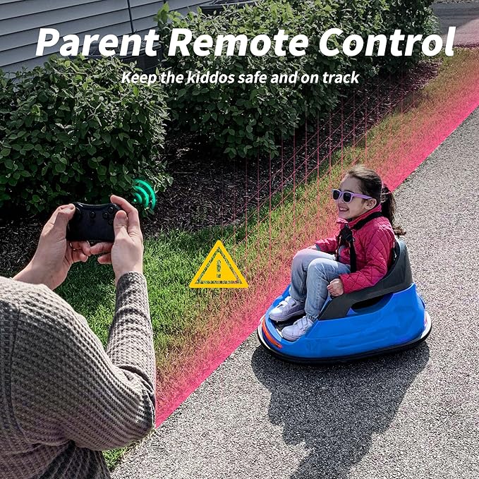 Baby Bumper Car, 6V Electric Kids Bumper Car for Toddlers with Remote Control, Bluetooth - Navy Blue