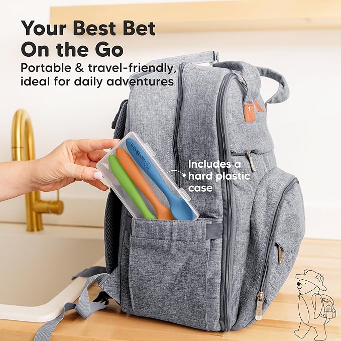 KeaBabies Silicone Baby Spoons, Self Feeding 6-12 months - 3-Pack Baby Weaning Eating Utensils, Toddler First Food Training Spoon, Infant, Kids Feeding Supplies Essential Set, Dishwasher-safe (Kea)