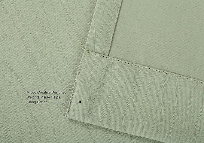 MIUCO Blackout Curtains Room Darkening Curtains Textured Grommet Panels for Living Room 2 Panels 52x84 Inch Long Sage