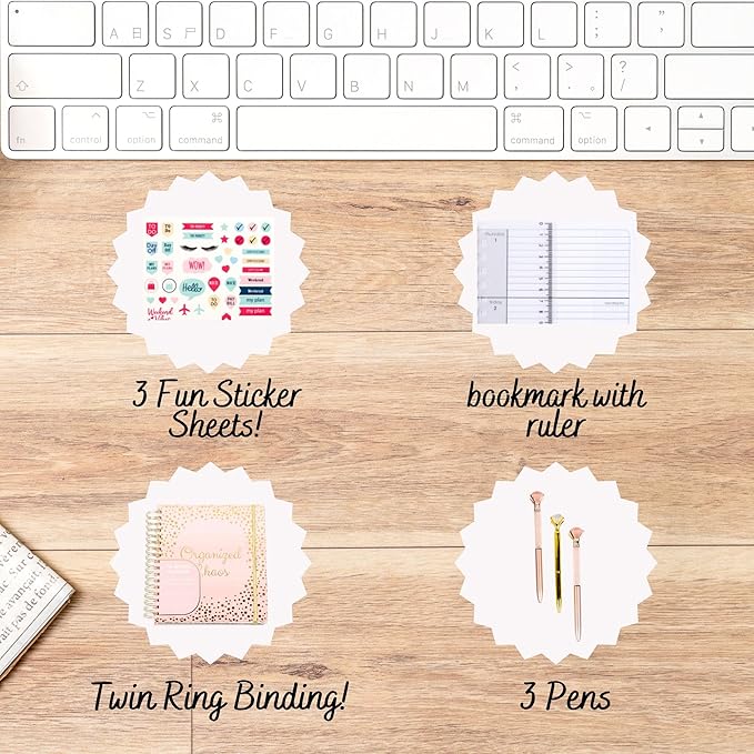 2025-2026 Monthly Large Planner- Daily, Weekly & Monthly Organizer with 3 Pens & Stickers - Organized Chaos Pink, January 2025 to June 2026, Stylish & Durable