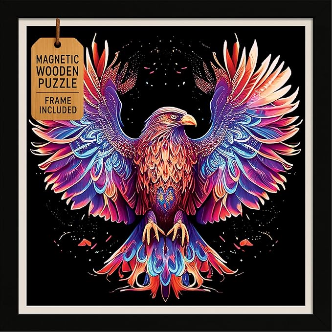 Magnetic Jigsaw Puzzles For Adults With Frame - Wooden Puzzle Animals 200 Piece - Lazer Cut Wooden Puzzles - Rompe Cabezas Para Adultos - Animal Head Wall Art Decor - Christmas & Birthday Gift (Eagle)