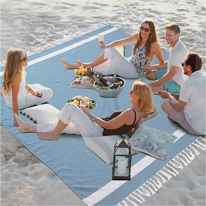 Jumbo Turkish Beach Towel Blanket Picnic Ourtdoor Mat Oversized Sandproof Fast Dry Thin Extra Large Xl Big Huge Compact Soft Cotton Neutral Cute Summer Vacation Gifts Travel Essential Cruise Ship Item