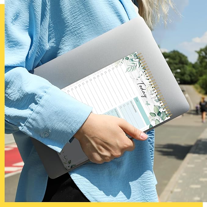 To Do List Notepad, Daily Planner Notebook with 52 Tear-off Sheets, Undated Writing Organizer for Daily Tasks and Goal, Coiled Task Track Checklist Productivity Pad for Office, Classroom, Home, School