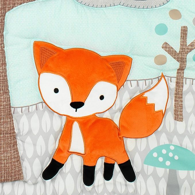 Bedtime Originals Woodland Friends Animals Mint/Gray 5-Piece Crib Bedding Set