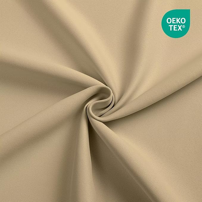 Joydeco 72 Inch Blackout Curtains for Bedroom, Thermal Insulated Black Out Curtains, Room Darkening Drapes for Living Room Window Rod Pocket Back Tab (W52 x L72 Inch, Beige)