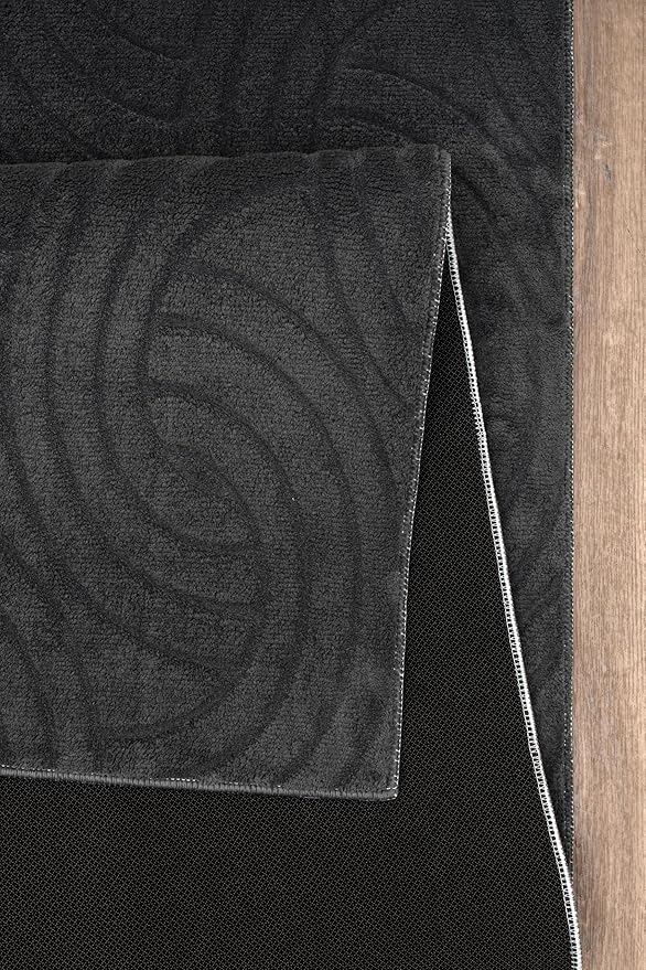 Non-Slip Washable 5x7 Area Rugs for Living Room Bedroom, Ultra Soft Bedside Rug, Indoor Floor Carpet for Kids Girls and Boys, Dorms, Nursery Rooms, Non-Skid Area Rug, Circle Anthracite Grey, 5'x7'