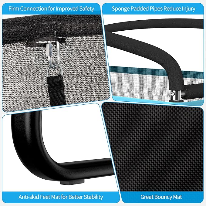 GYMAX Trampoline for Kids, 6FT Toddler Trampoline with Swing & Enclosure Safety Net, ASTM Approved Rectangle Recreational Trampoline for Indoor/Outdoor, Birthday for Baby Boys & Girls