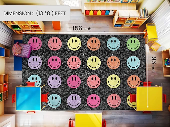 OLEEK Large Classroom Rug Elementary 8x13 - Classroom Rugs for Kids Room - Classroom Carpet Elementary - Kids playroom Rug 8 x 13 - Preschool Rugs for Classroom - Schoolgirl Style Classroom Decor
