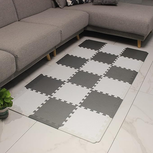 MQIAOHAM® 18 Pieces + 18 Edges Puzzle Play Mats, Soft Baby Play Mat, Kids Interlocking Foam Floor Tiles, Toddlers Carpet Playmats XZ301018-101112