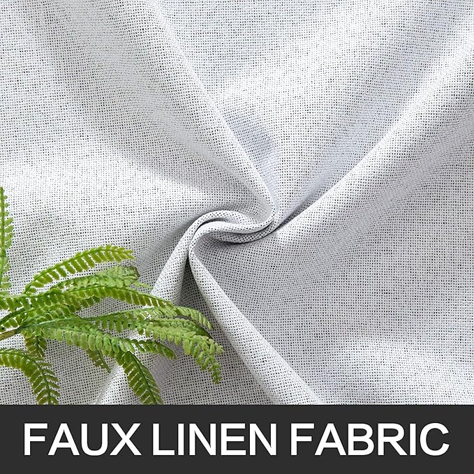 MIULEE Linen Blackout Curtains for Bedroom Solid 100% Blackout Thermal Insulated Grayish White Curtains Grommet Room Darkening Curtains/Drapes for Living Room 42x63 Inch (2 Panels)