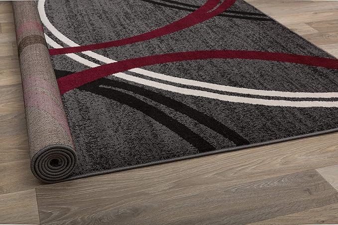 Rugshop Modern Wavy Circles Design Area Rug 6'6" x 9' Red