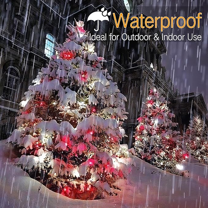 Brizled Red & White Christmas Lights, 33ft 100 LED Christmas String Lights, 5MM Wide Angle Xmas Tree Light Connectable, 120V UL Certified Mini Xmas Light for Indoor Outdoor Tree Room Party, Green Wire