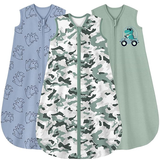 Yoofoss Baby Sleep Sack 18-24 Months Baby Wearable Blanket 100% Cotton 2-Way Zipper TOG 0.5 Toddler Sleeping Sack 3 Pack, Lightweight Sleep Sacks for Babies(X-Large)