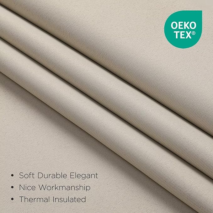 Joydeco Blackout Curtains 96 Inches Long, Thermal Insulated Black Out Curtains 2 Panels Set for Bedroom, Room Darkening Drapes for Living Room Window (W37 x L96 Inch, Light Beige)