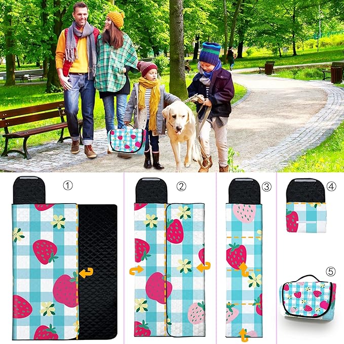 Extra Large Picnic Blanket Waterproof,80"x 80"Foldable Machine Washable Beach Blankets,Outdoor Blanket for 6-8 Adults,Picnic Mat Suitable for Indoor Crawling,Park Beach,Camping,Hiking,Travel (Blue）