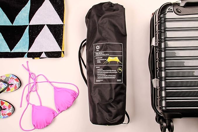 Neso Tents Beach Tent with Sand Anchor, Portable Canopy Sunshade - 7' x 7' - Patented Reinforced Corners (Sunshine)