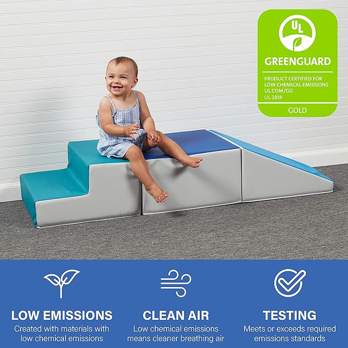 Factory Direct Partners 11618-CTNV SoftScape Toddler Playtime Climber, Indoor Active Play Structure (3-Piece Set) - Contemporary/Navy