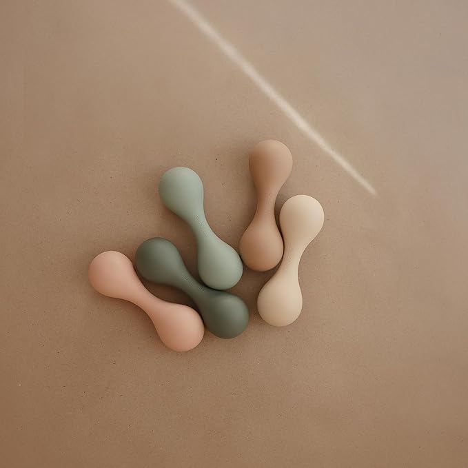 mushie Silicone Baby Shaker Rattle Toy | Ages 3+ Months (Blush)