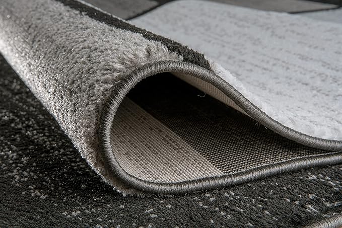 Rugshop Contemporary Modern Boxes for Home Office,Living Room,Bedroom,Kitchen Non Shedding Area Rug 6' 6" X 9' Gray