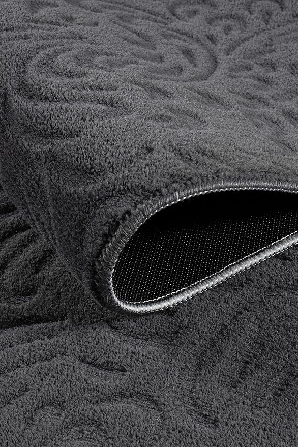 Non-Slip Washable 5x7 Area Rugs for Living Room Bedroom, Ultra Soft Bedside Rug, Indoor Floor Carpet for Kids Girls and Boys, Dorms, Nursery Rooms, Non-Skid Area Rug, Flower Anthracite Grey, 5'x7'