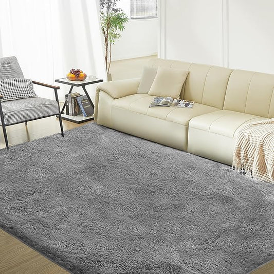 Ultra Soft Rug for Living Room, 4X6 Fluffy Shag Area Rug for Bedroom, Modern Shaggy Carpets Fuzzy Rug for Teens Dorm Nursery Home Decor Aesthetic, Upgrade Anti-Skid Durable, Grey