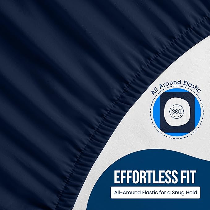 Utopia Bedding Waterproof Mattress Protector Full Size, Premium Terry Mattress Cover 200 GSM, Breathable, Fitted Style with Stretchable Pockets (Navy Blue)