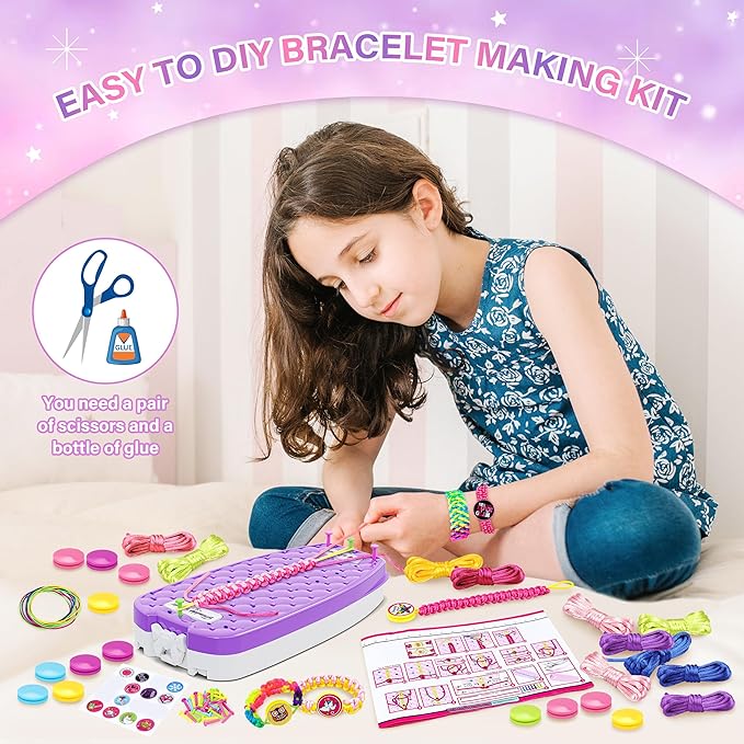Dpai Friendship Bracelet Making Kit for Girls,DIY Arts and Crafts Toys,Jewelry String Maker Kit,The Best Birthday Gifts Ideas for Girls 6 7 8 9 10 11 12+ Years Old（Purple）