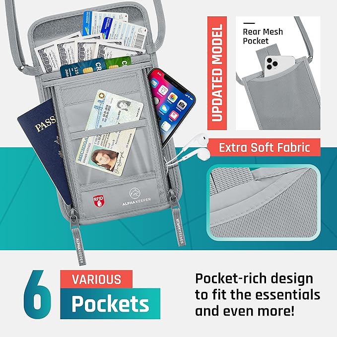 Neck Wallet, Travel Pouch For Passport Holder And Documents, Travel Neck Wallet For Traveling Women.