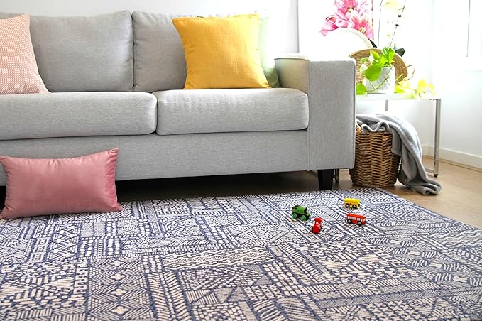 Cushmat Stylish Reversible Foam Play Mat (Large, Explorer - Cloud Indigo) - Soft, Waterproof, Durable Play mat for Infants, Babies, Toddler, Kids & Grownup - 6.5ft x 4.5ft