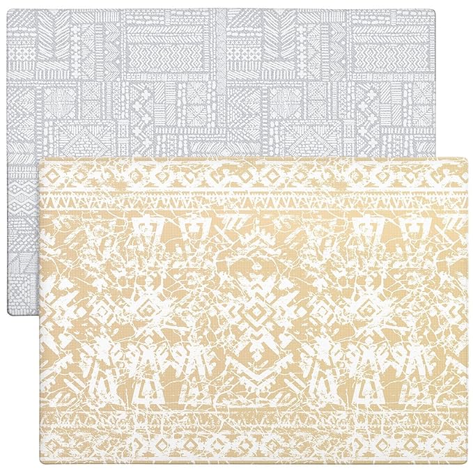 Cushmat Stylish Reversible Foam Play Mat (Large, Explorer - Gray Sand) - Soft, Waterproof, Durable Play mat for Infants, Babies, Toddler, Kids & Grownup - 6.5ft x 4.5ft