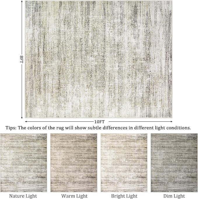 5x7 Area Rug Living Room Rugs - Washable Rug Large Modern Abstract Soft Thin Carpets Indoor Floor No Slip Vintage Carpet for Bedroom Under Dining Table Nursery Home Office Decor Nature