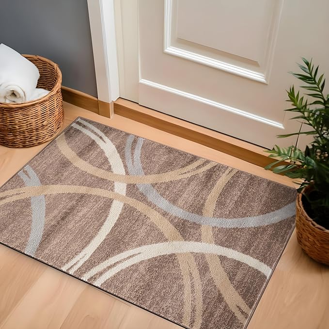 Rugshop Modern Wavy Circles Design Area Rug 2'7" x 4' Brown