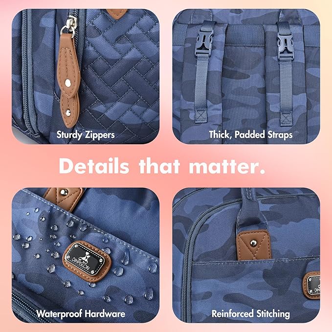 Dikaslon Diaper Bag Backpack with Changing Pad, Pacifier Case and Stroller Straps, Large Unisex Baby Bags for Boys Girls, Camo