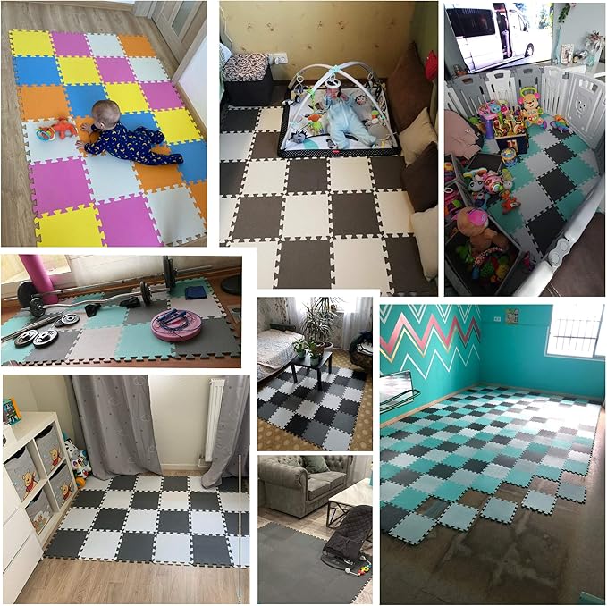YIMINYUER® 20 Tiles (30cm×30cm×1cm Each Tile) Baby Soft Puzzle Play Mats, Kids Thick EVA Foam Floor, Toddlers & Children's Soft Interlocking Mat R01R03R09G301020