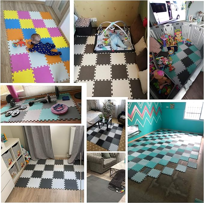 YIMINYUER® 20 Tiles (30cm×30cm×1cm Each Tile) Baby Soft Puzzle Play Mats, Kids Thick EVA Foam Floor, Toddlers & Children's Soft Interlocking Mat R01R09G301020