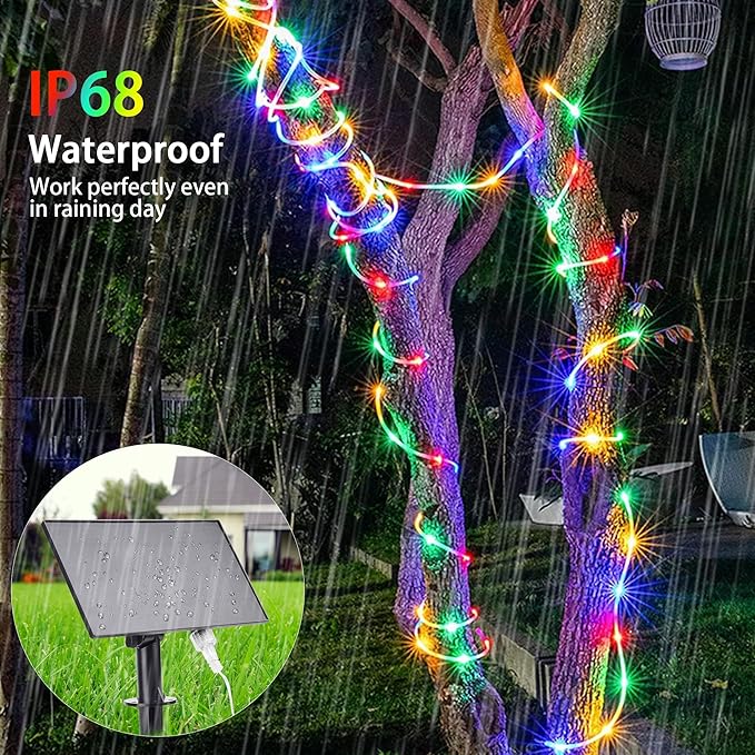 99FT Solar Rope Lights Outdoor Waterproof, 300 LED String Light USB & Solar Powered with Remote Control, 18 Colors Changing Fairy Tube Lighting for Outside Indoor Patio Pool Christmas Decor